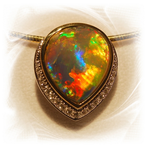 Yowah Nut Opal Pendant with diamonds